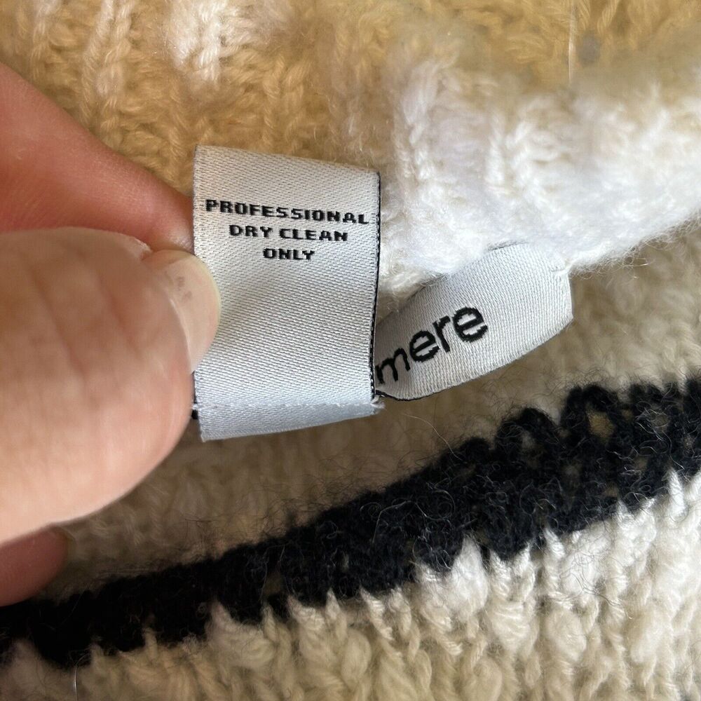 New AUTUMN CASHMERE Striped Crew Neck Sweater Size S Cream Navy Blue Long Sleeve - Picture 9 of 10